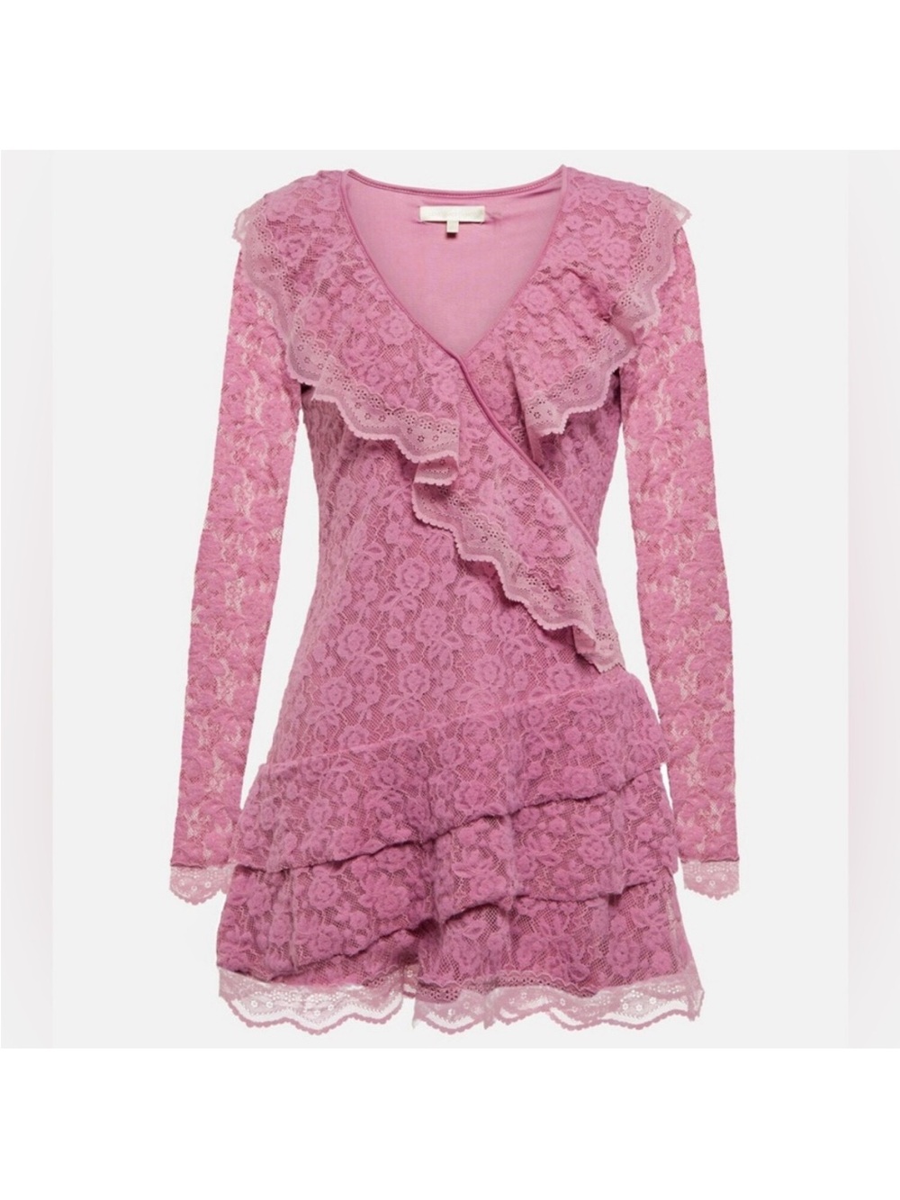 LoveShackFancy Athala Pink Lace Ruffle Mini Dress Size L Like New